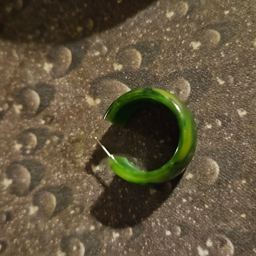 Vintage Catalin Green/Yellow Pierced Earring